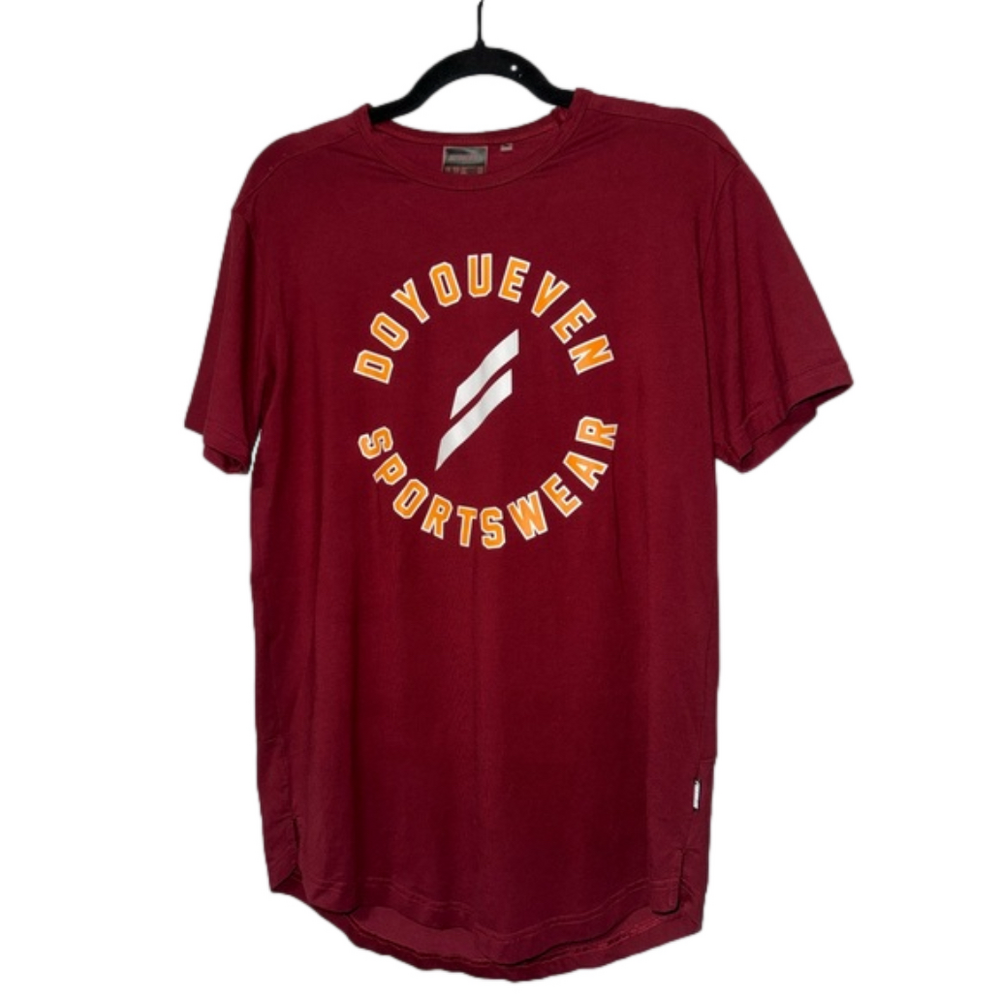 DOYOUEVEN Men Burgundy Graphic Tee, Sportswear, Size Large